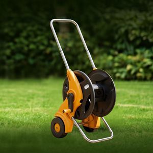 Chariot enrouleur de tuyau en plastique ergonomique, réglable en hauteur, avec cadre robuste, 50 m, pour l'arrosage des pelouses et des jardins - Product Image 1