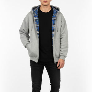 Sudadera con Capucha y Cremallera para Hombre, Corte Regular, Color Gris Sólido, 100% Algodón, Tejido French Terry, Ropa de Invierno - Product Image 1