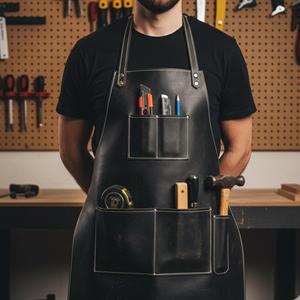 Waterproof Leather <b>Apron</b> for Kitchen <b>BBQ</b> Grill Durable Heat Resistant <b>Apron</b> Bulk Supply OEM Customization LPN-0250 - Product Image 2