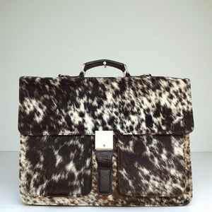 Maletín de Cuero Genuino Vintage con Pelo para Portátil, Bolso de Negocios, Maletín de Mensajero, Bolso de Mano, Bolso de Oficina para Ordenador Portátil LPBH-0008 - Product Image 2