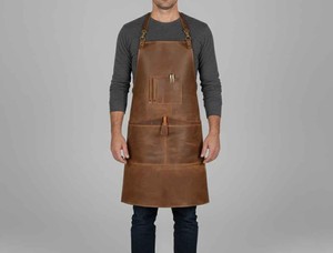 ผ้ากันเปื้อนหนังสั่งทำพิเศษสำหรับครัว ทนทาน ราคาโรงงานโดยตรง รับทำโลโก้ ผ้ากันเปื้อนหนังสำหรับร้านกาแฟ ร้านอาหาร LPN-0237 - Product Image 5