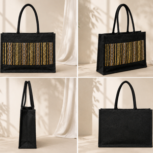 Sac de courses en jute laminé pliable et écologique avec poignée, réutilisable et imperméable | Fournisseur en gros de produits alimentaires de qualité supérieure avec logo personnalisé - Product Image 3