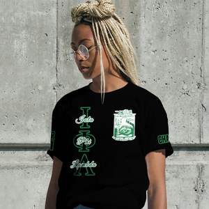 Camiseta Personalizada de la Hermandad Iota Phi Lambda, Camiseta Negra y Verde Esmeralda, Iota Phi Lambda Desde 1929 - Product Image 4