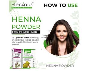 Polvo de henna natural Elecious para el color y crecimiento del cabello (200 gramos) - Product Image 1