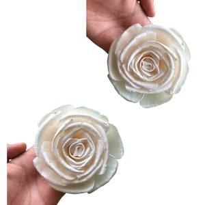 Rosas blancas antiguas. Flores de Madera de Sola de 8-8.5CM, Varilla de Fibra Vegetal de Sesbania, Aromaterapia Hecha a Mano - Product Image 6