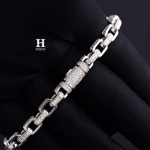 Pulsera de Lujo con Eslabones Rectangulares de Moissanita VVS, Estilo Hip Hop, con Diamantes Cultivados en Laboratorio, Joyería para Hombre - Product Image 5