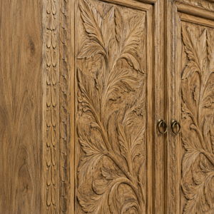 Hand Carved Traditional Mango Wood Double Door <b>Wardrobe</b> Majestic Branches Eco-Friendly Bedroom Storage for Hotel Villa Use - Product Image 3