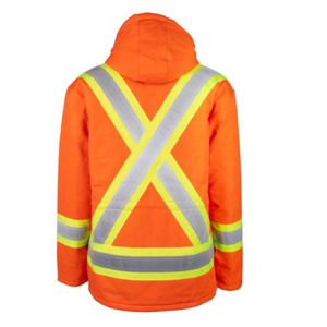 Unisex Wholesale Safety Construction Road Safety Hooded Canvas Winter Reflective Tape Windbreaker High Visibility <b>Worker</b> Wear - Product Image 5