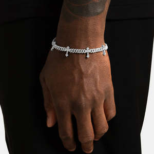 Hip Hop Cross Charm Cuban Link Moissanite <b>Bracelet</b> 925 Sterling Silver Iced Out Religious <b>Bracelet</b> - Product Image 1