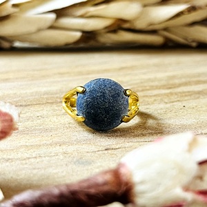 Market Favorite Minimalist <b>Lapis</b> <b>Ring</b> Boho Brass Band Women 18k Gold Plated Chic Solitaire Elegant Statement Wholesale/OEM/ODM - Product Image 3