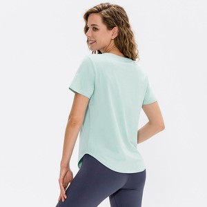 T-shirt à manches courtes bleu clair pour femme, col rond, coupe ample, tissu jersey respirant, vêtements décontractés, toutes saisons, streetwear, grandes tailles - Product Image 2