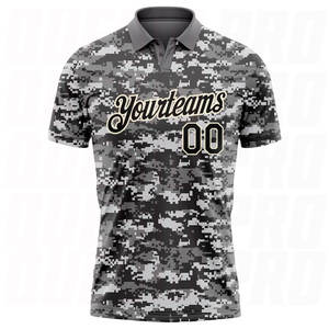 Polo pour homme personnalisable brodé, tissu tricoté à séchage rapide, polo de golf professionnel camouflage noir crème Salute Golf - Product Image 5