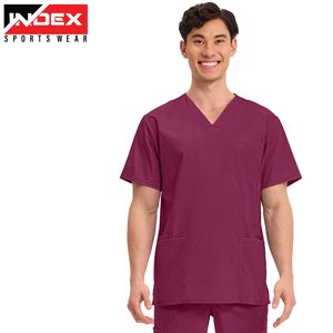 เสื้อสครับโรงพยาบาลแบบปรับแต่งได้ น้ำหนักเบา ผ้าไม่ยับ สำหรับงานแพทย์ พร้อมดีไซน์กระเป๋าหน้าอก - Product Image 1