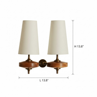 Lampe murale vintage française en bois massif, lampe de chevet rétro de luxe pour chambre à coucher, lumière d'ambiance pour mur de fond de salon