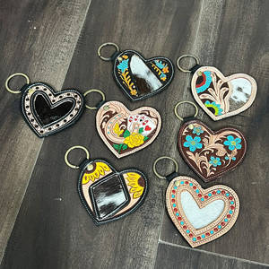 Porte-clés artisanal en cuir de vachette de qualité supérieure, avec motif floral, style western, porte-clés rustique, accessoires pour clés de voiture - Product Image 4