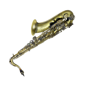 Saxophone ténor professionnel en laiton jaune, sculpté à la main en nacre d'ormeau, avec embouchure élargie - Product Image 1