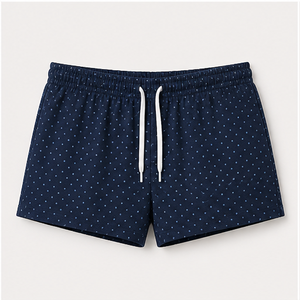 Custom Midnight Blue Polka Dot Womens Easy Straight Fit Drawstring Lounge <b>Shorts</b> Bamboo-Cotton <b>Jersey</b> WPSHORT-0027 - Product Image 1