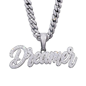 RCK Global Iced Out Handwritten DREAMER Pendant 925 Silver VVS Moissanite Jewelry <b>Custom</b> Cursive <b>Name</b> <b>Necklace</b> Gift for Him/Her - Product Image 1