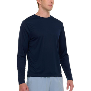 Classic <b>Men</b> Solid Navy Blue Rash Guard UPF 50 Long Sleeve Quick Dry Swim Shirt Active Performance <b>Top</b> - Product Image 3