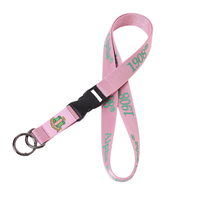  Lanière magnétique brodée durable rose et verte en toile avec porte-badge et porte-clés – Accessoire premium