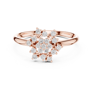 Anillo solitario de oro amarillo macizo de 14k para mujer, con diamante de corte redondo minimalista en forma de flor, para compromiso, aniversario, regalo de boda - Product Image 6