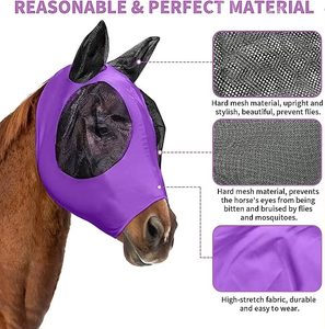 Equestrian Equipment High Quality Anti-mosquito Breathable Comfortable Mesh Customized Lightweight High Elastic Horse <b>Fly</b> <b>Mask</b> - Product Image 3