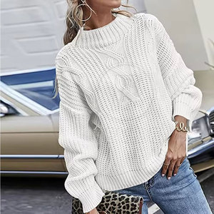 Prix de gros direct usine – Pull décontracté d'hiver pour femme avec logo frontal, 100 % coton/laine, faible MOQ, meilleur prix pour la vente en ligne - Product Image 4