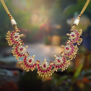 Half Moon <b>Ruby</b> Stone Fashion Jewelry <b>Necklace</b> - Product Image 3