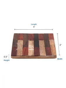 High Quality Walnut <b>Drink</b> <b>Coasters</b> Handmade Wooden Inlay Resin Rectangle Bohemian Style 4''x4'' Kitchen Mat/Pad Unique Absorbent - Product Image 2