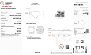 เพชรทรงคุชชั่น 6.02 กะรัต สีเขียวสดใส แฟนซี ไดมอนด์เพาะเลี้ยงในห้องปฏิบัติการ รับรองโดย IGI ขัดเงา ความแข็ง 10/10 สำหรับแหวนหมั้น คุณภาพเยี่ยม - Product Image 2