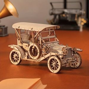 Vintage Wooden Classic <b>Car</b> 3D Puzzle <b>Model</b> Kit | DIY Mechanical Vintage Automobile Assembly <b>Toy</b> | Educational Wooden Craft Gift - Product Image 2