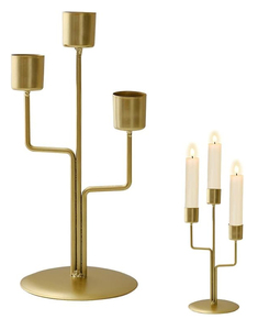 3 arm Candelabras Brass Candle Stick <b>Stands</b> Set of 2 Pcs Wedding Birthday Party Dining Table Christmas Decoration - Product Image 5