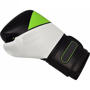 Gants de boxe noir, blanc et vert en similicuir avec fermeture Velcro respirants pour adultes unisexes pour l'entraînement de boxe - Product Image 2