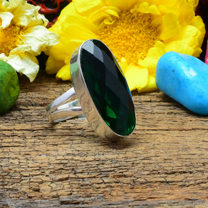 <b>Chrome</b> Diopside Silver Ring 925 Sterling Silver Handmade Green Stone Ring for Her - Product Image 2