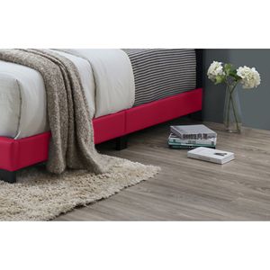 Moderno e Bellissimo Letto con Piattaforma in Tessuto PU Rosa, Struttura Imbottita per Camera da Letto, Misura Full Size - Product Image 5