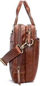 Maletín para Portátil de Cuero Genuino Marrón Clásico de la Mejor Calidad, con Correa para el Hombro, Bolsa de Viaje Resistente para Negocios, de la India - Product Image 2