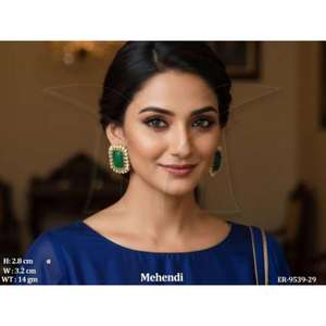 Mehendi <b>Earring</b> <b>Set</b> for Women Traditional Lightweight <b>Gold</b> Finish <b>Earrings</b> Ideal for Bridal Mehndi Haldi Wedding and Festive - Product Image 3