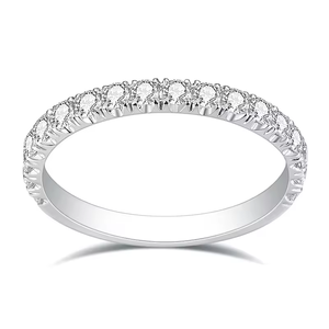 Women's 925 Silver Eternity Band <b>Ring</b> With Round Brilliant Cut Diamonds Pave Setting Classic Wedding Jewelry - Product Image 1
