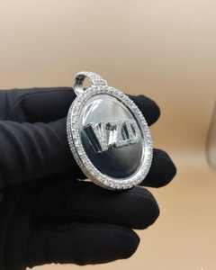 Pendentif personnalisé avec logo et nom en moissanite VVS, bijoux hip-hop, pendentif en argent 925, pendentif cercle bling pour rappeur, cadeau d'anniversaire - Product Image 4