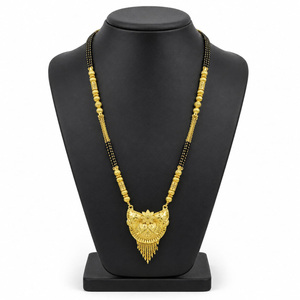 เครื่องประดับแฟชั่นขายส่ง จี้ทอง 24K ไมครอนแบบยาว สร้อยคแมนกัลสุตร ทองไมครอนเคลือบ สำหรับงานแต่งงานแบบอินเดียดั้งเดิม - Product Image 1