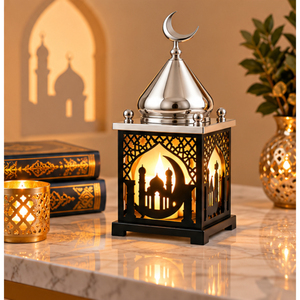 Farol Decorativo Moderno de Metal para Ramadán, Adornos con Cúpula de Mezquita Cortada con Láser, Lámpara Decorativa de Mesa Eid Mubarak para Decoración del Hogar Islámico - Product Image 6
