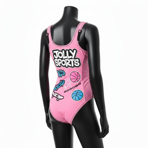 Ensemble de maillot de bain en polyester et élasthanne de haute qualité 225 GSM, rose, tissu extensible lisse, logo personnalisé, pour femme. - Product Image 2