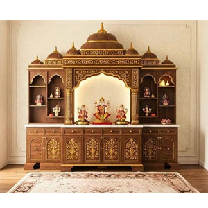 Mandir en bois de teck Dwarkadhish pour la maison, personnalisé, contemporain, moderne, prix d'usine, vente en Australie - Product Image 1