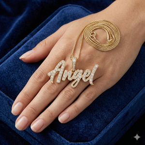 Trendy Hiphop 10K <b>Solid</b> <b>Gold</b> Custom Iced Cursive Initial Letter Name <b>Pendant</b> Charms Lab Grown Diamond Personalized Party Gift - Product Image 4