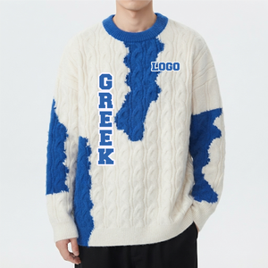 Cardigan en tricot à col rond personnalisé pour femmes, avec logo brodé du blason de la sororité, cinq perles, en laine acrylique douce, col rond - Product Image 3