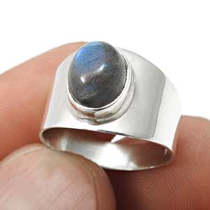 Classic Design Natural <b>Labradorite</b> Gemstone <b>Ring</b> 925 Sterling Silver Stamped Handmade Vintage Bohemian <b>Ring</b> For Daily Wear - Product Image 2