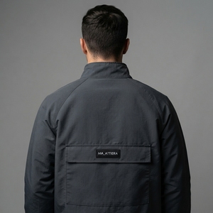 Chaqueta Cortavientos Gris Carbón para Hombre, con Media Cremallera, Cuello Alto, Ligera, para Deportes al Aire Libre, con Bolsillo - Product Image 2