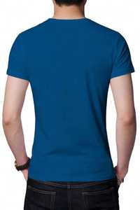 T-shirt à manches courtes pour homme, bleu, col rond, imprimé lettres, coupe décontractée, coton - Product Image 6