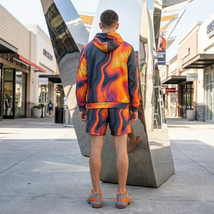 Ensemble survêtement imperméable coupe-vent avec short |   Ensemble short et sweat à capuche léger en nylon personnalisé pour l'été - Product Image 3