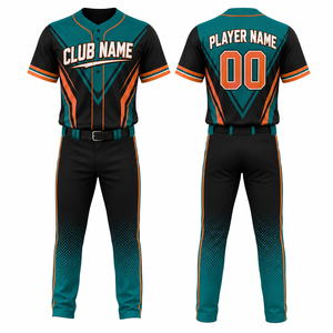 Ensemble d'uniformes de baseball personnalisés pour hommes, maillot à manches courtes sublimé, pantalon en polyester respirant, coupe classique, toutes saisons - Product Image 1